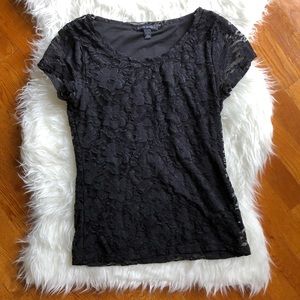 Black Lace Short Sleeve Banana Republic top, PS